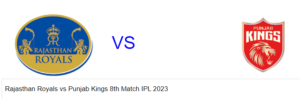 Read more about the article Rajasthan Royals vs Punjab Kings 8th Match IPL 2023